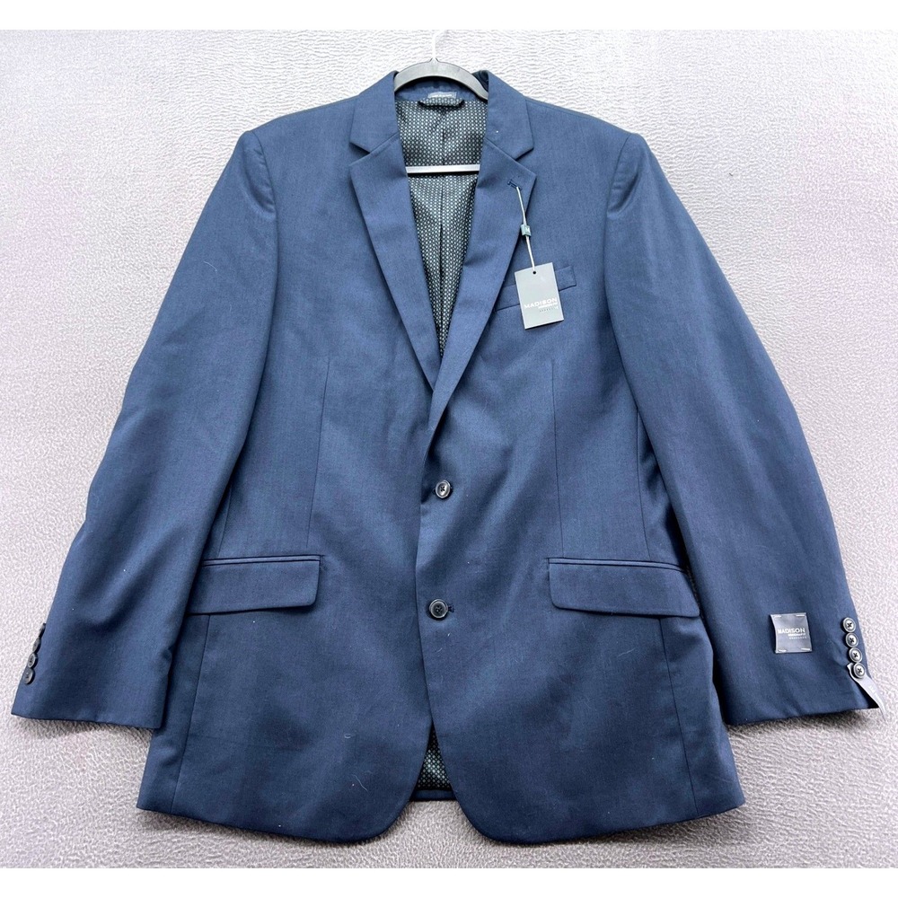 Madison Sport Coat Mens 44L Modern Fit Blue Blazer Suit Coat NEW